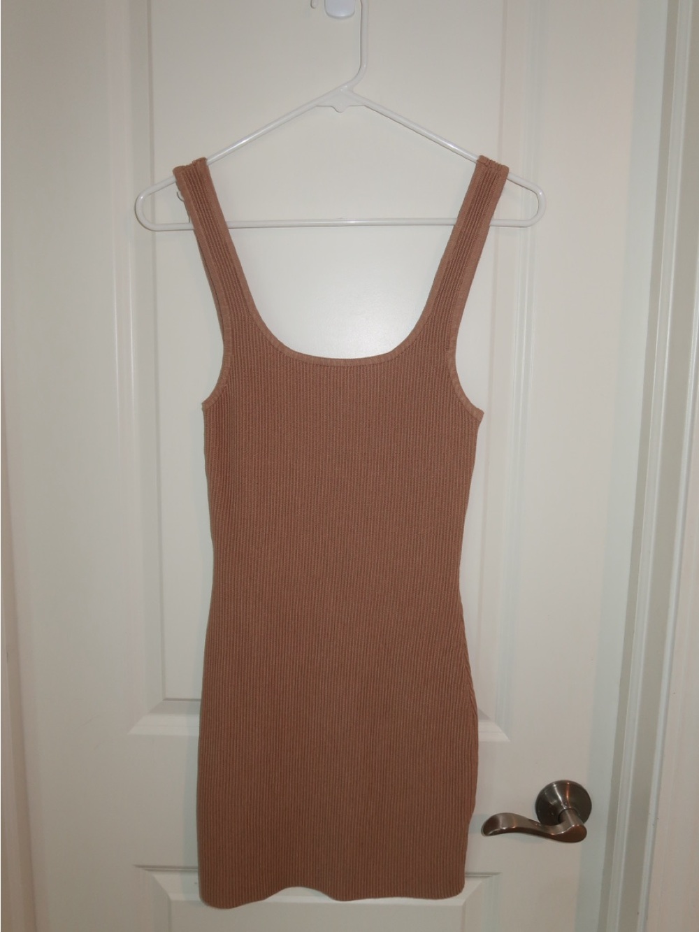 Ribbed Tank Bodycon Dress - Brown